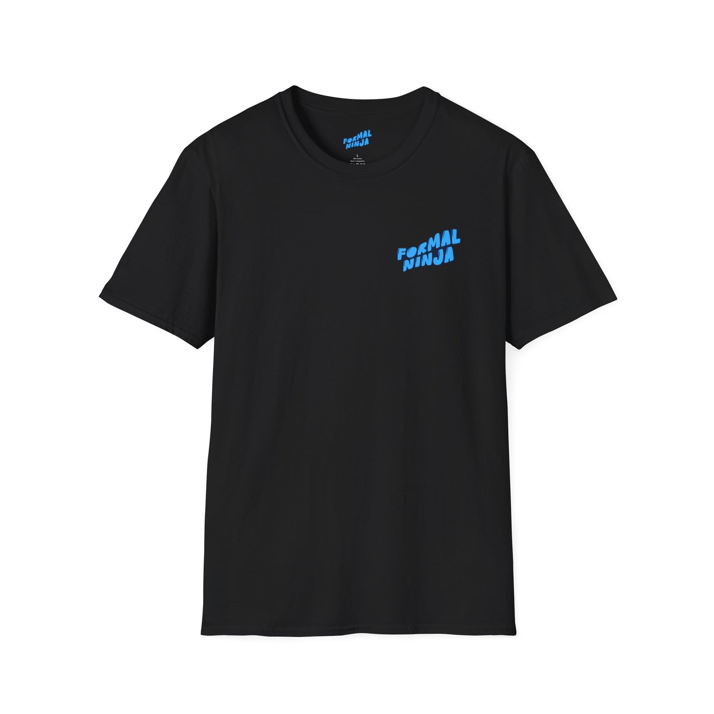 Retro Wave "FormalNinja" T-Shirt — Small Blue Chest Logo