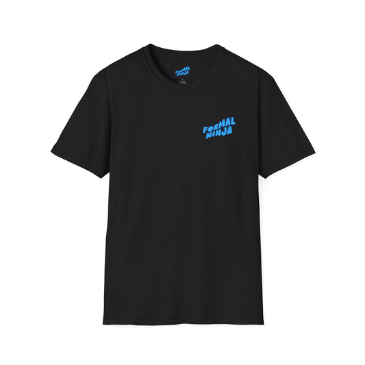 Formal Ninja T-Shirt — Minimal Blue Chest Logo, Casual Graphic Tee