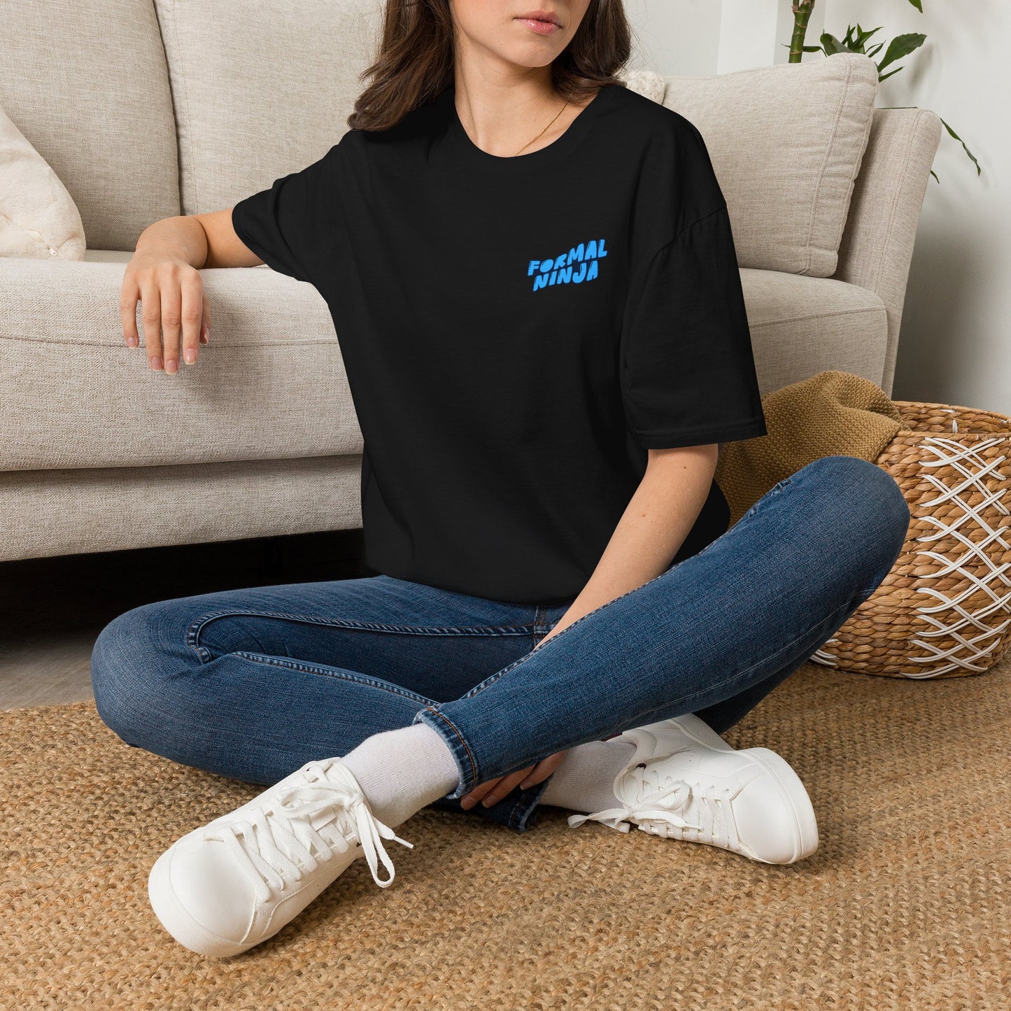 Retro Wave "FormalNinja" T-Shirt — Small Blue Chest Logo