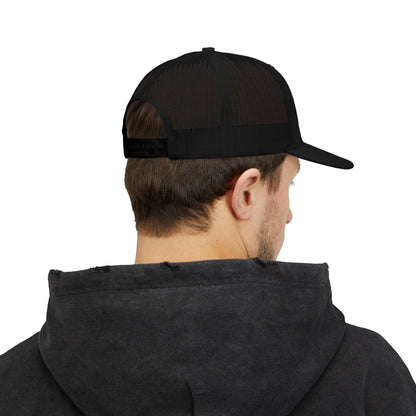 Formal Ninja Snapback Trucker Cap — Retro Glitter Logo Mesh Hat