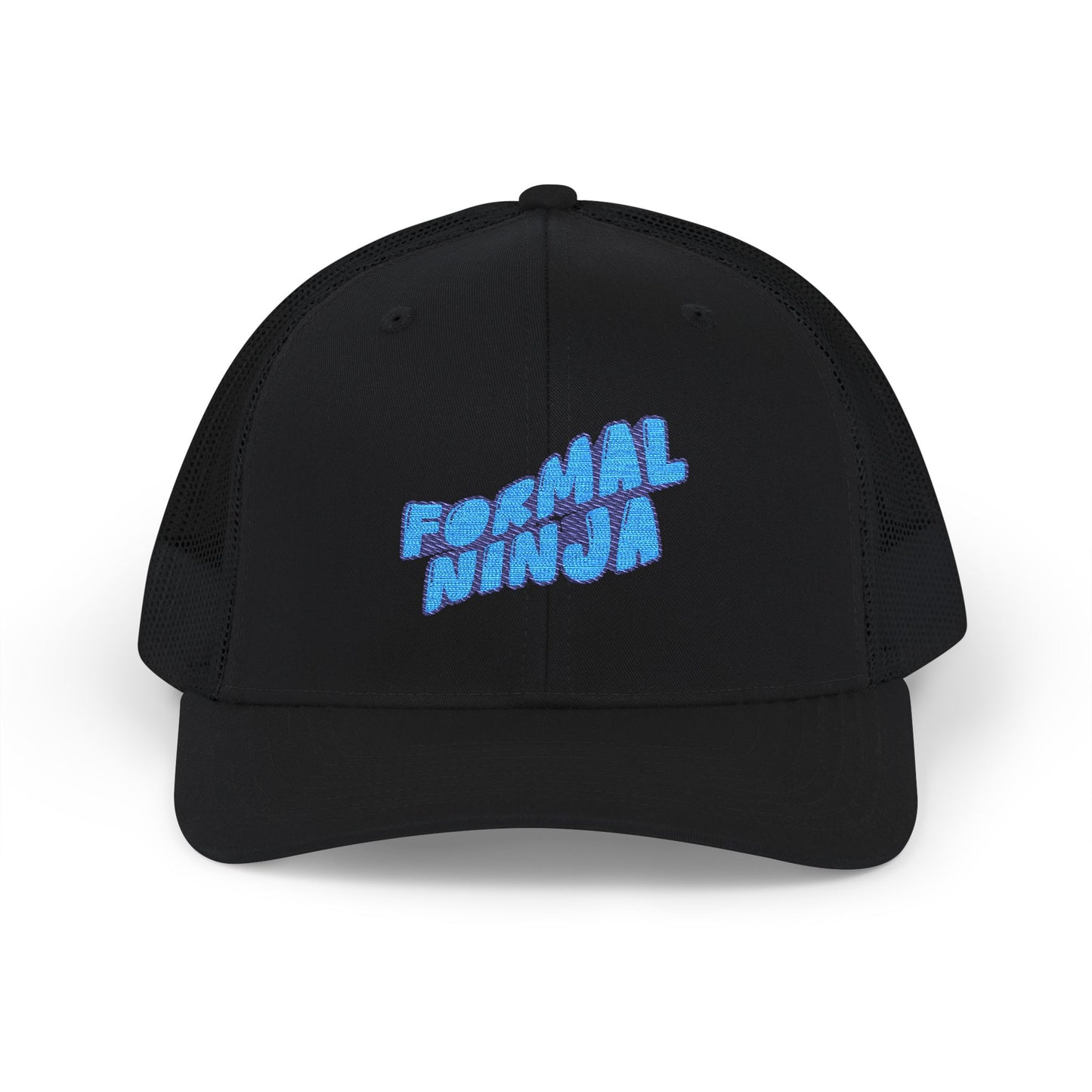 Formal Ninja Snapback Trucker Cap — Retro Glitter Logo Mesh Hat